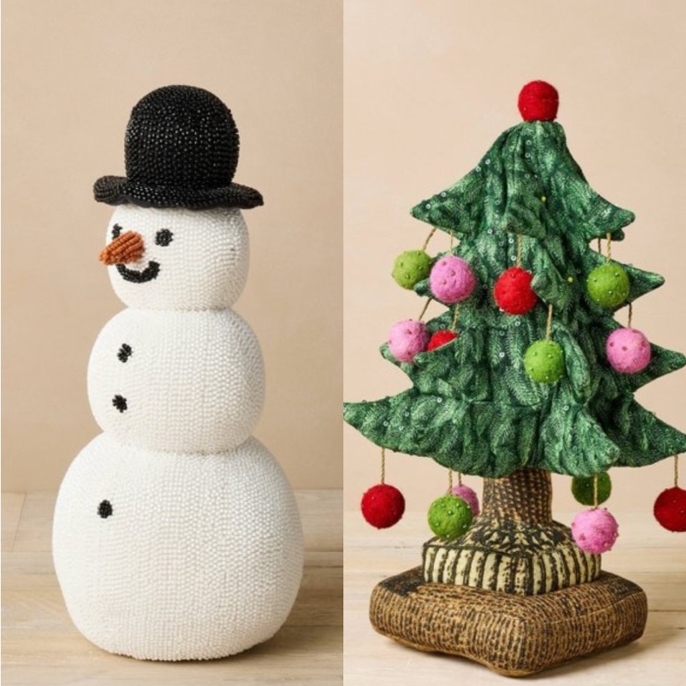 Holiday Snowman and Tree Pillow Set